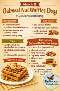 March 11 Oatmeal Nut Waffles Day #OatmealNutWafflesDay