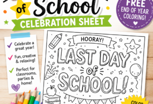Last Day of School Celebration Sheet — Free End of Year Coloring Printable for Kids