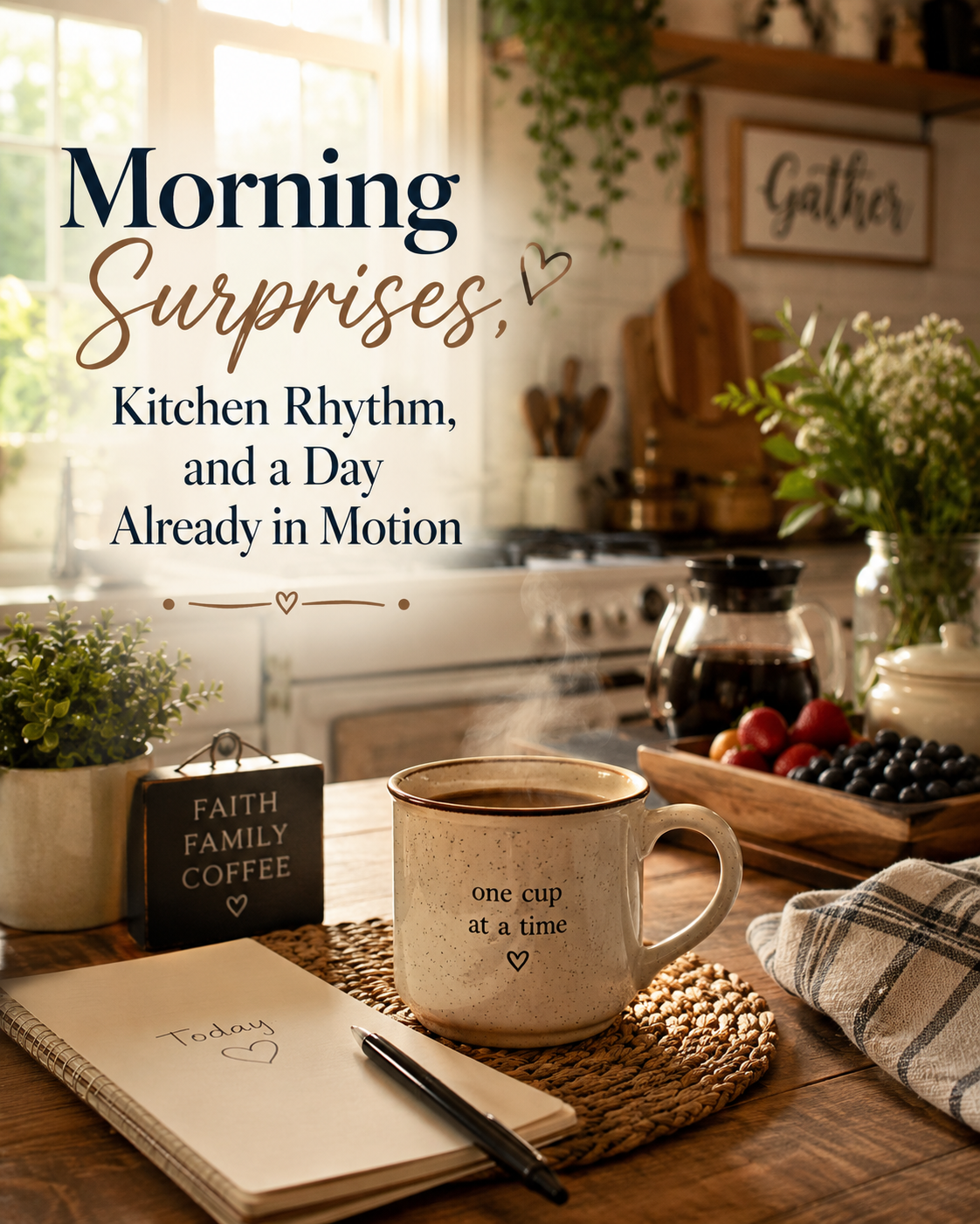 Morning Surprises, Kitchen Rhythm, and a Day Already in Motion