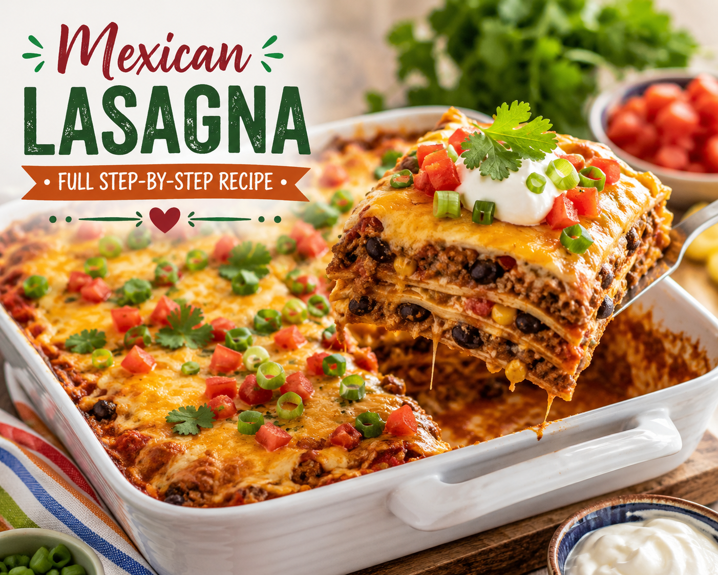 3️⃣ 🍽️ Mexican Lasagna (Full Step-by-Step Recipe)