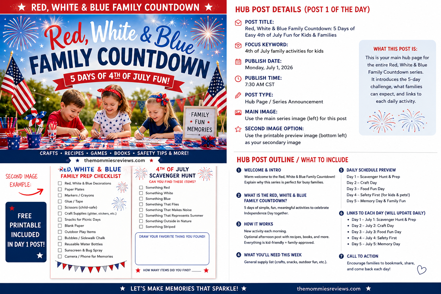 RED, WHITE & BLUE FAMILY COUNTDOWN: Red, White & Blue Family Countdown Day 2: Easy Paper Plate Fireworks Craft for Kids (Mess-Free Patriotic Fun)